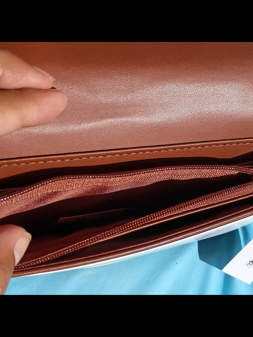 Free Assembly Tan Wave-Overlay Ladies Wallet